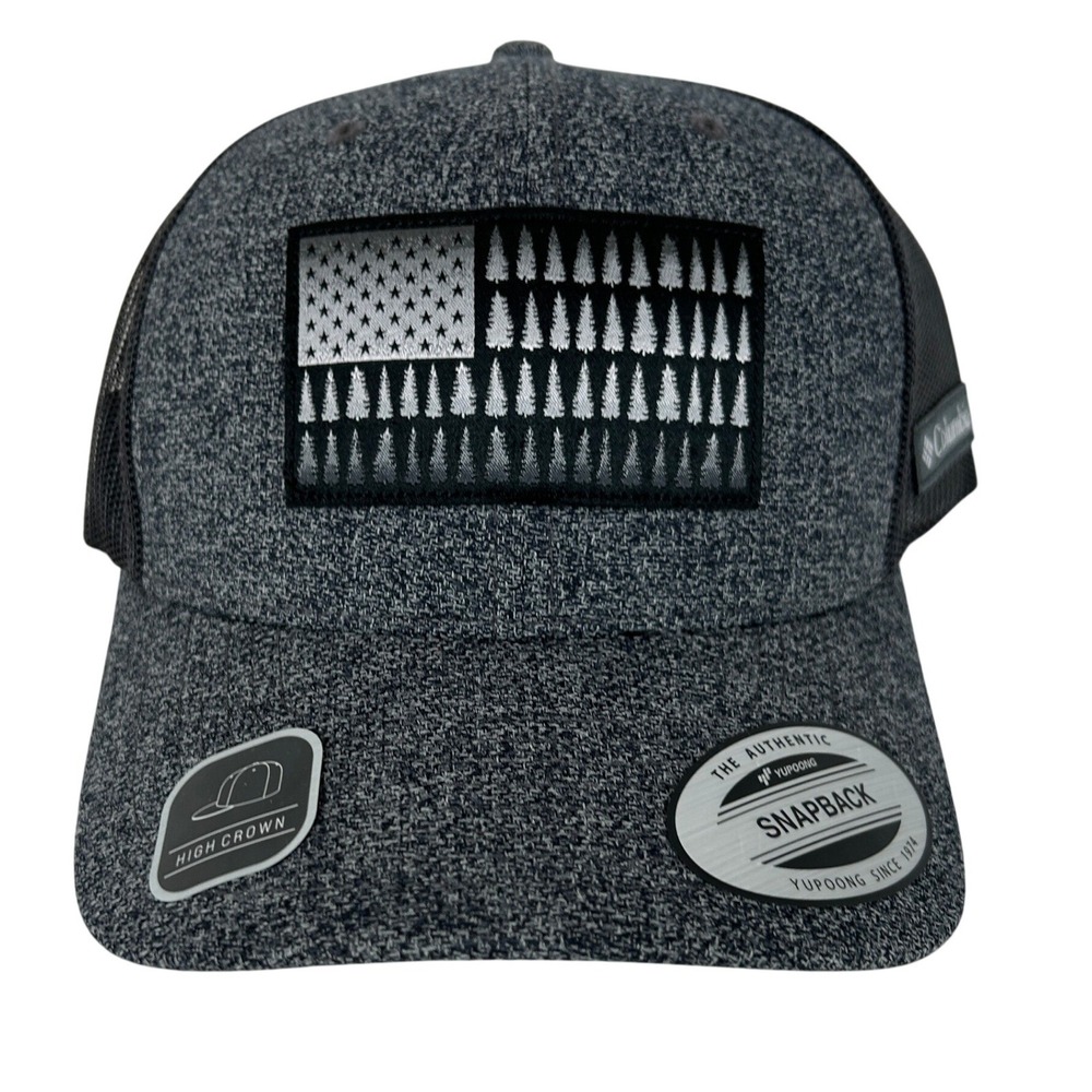 Columbia Tree Flag Mesh Snap Back High Crown Trucker Hat Charcoal CU7614-028 NEW